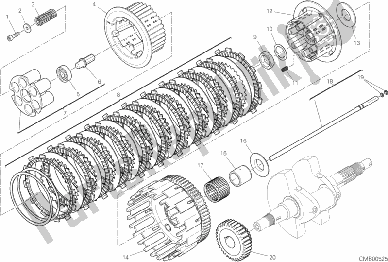 All parts for the Clutch (aptc) of the Ducati Scrambler Cafe Racer Thailand 803 2020